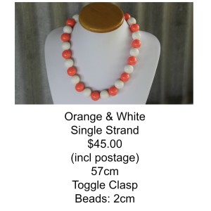 Orange & White Single Strand Necklace