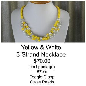 Yellow & White 3 Strand Necklace