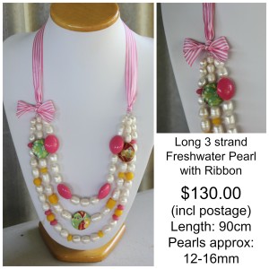 3 strand ribbon necklance